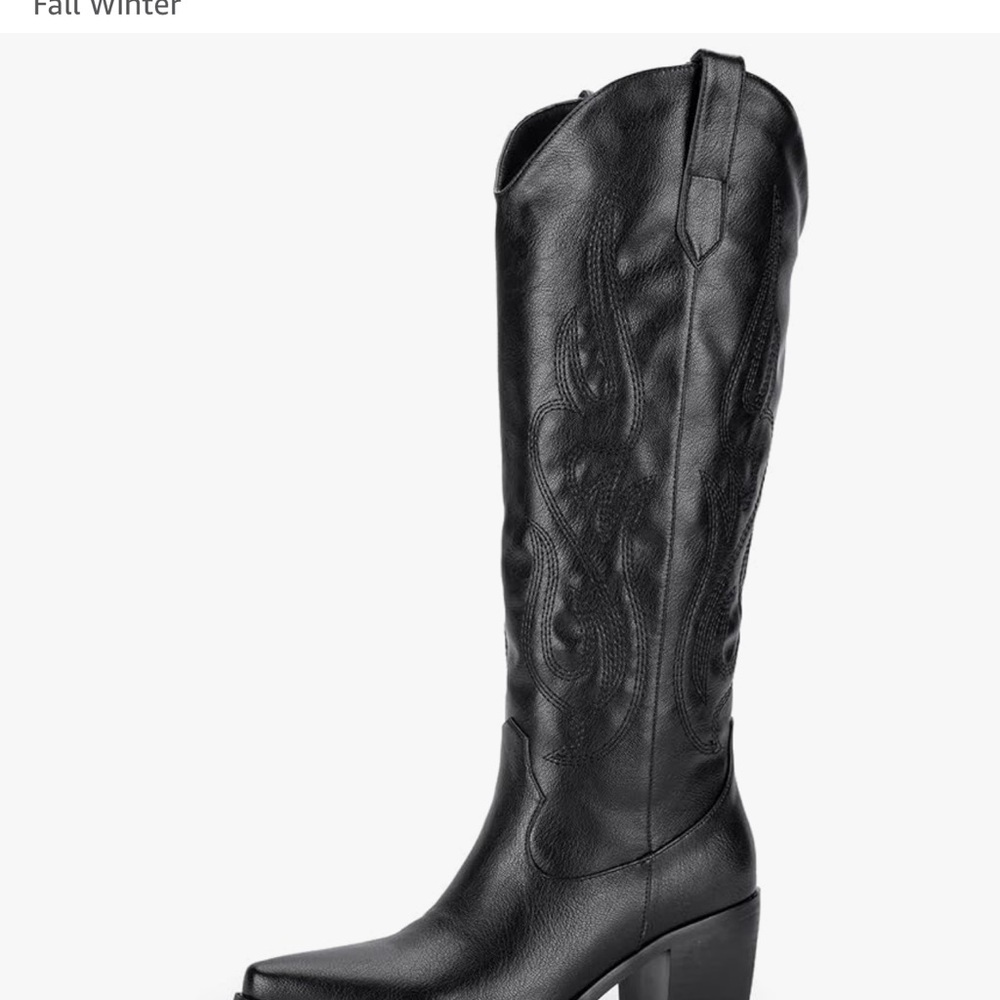 Black Leather Knee-High Boots